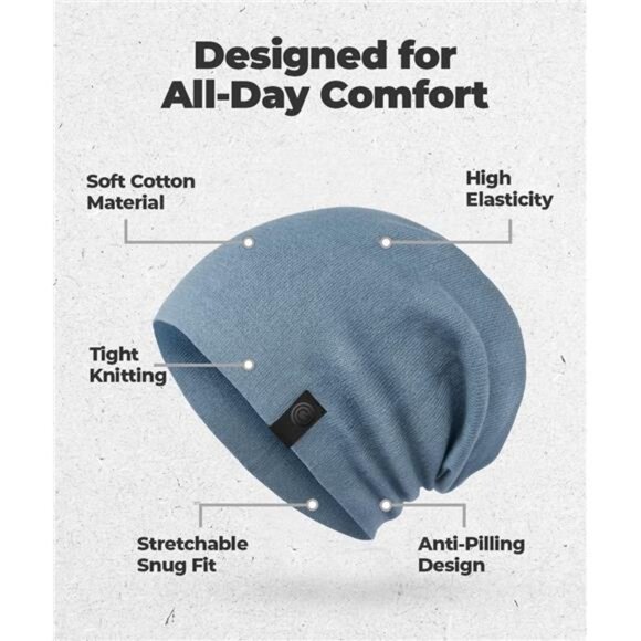 Slouchy Beanie Hat Womens Warm Cotton Soft Knit Winter Casual Daily Hat - Picture 4 of 8